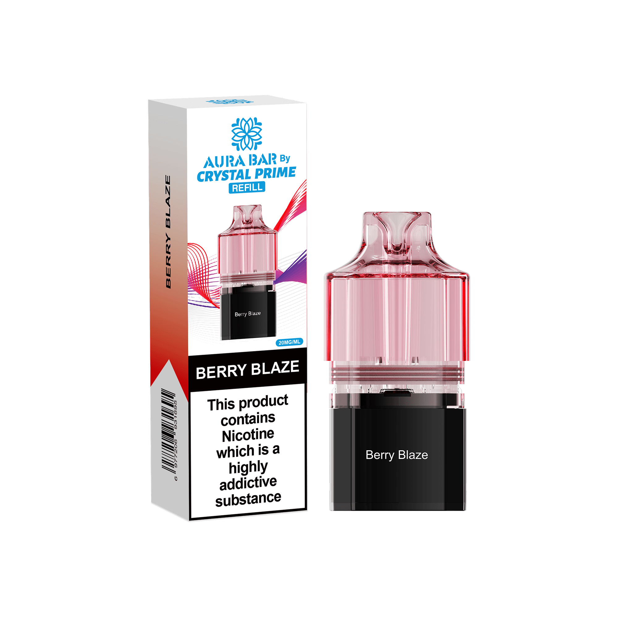 Crystal Prime Aura Bar 10k Replacement Pods Box of 5 - Berry Blaze