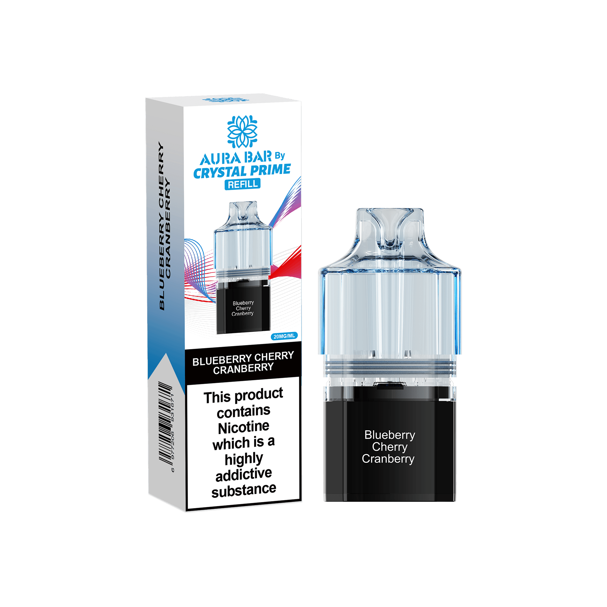 Crystal Prime Aura Bar 10k Replacement Pods Box of 5 - Blue Cherry Cranberry