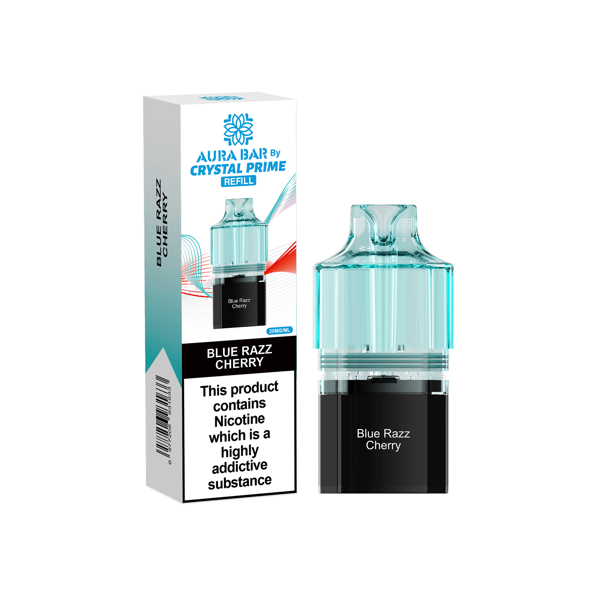 Crystal Prime Aura Bar 10k Replacement Pods Box of 5 - Blue Razz Cherry