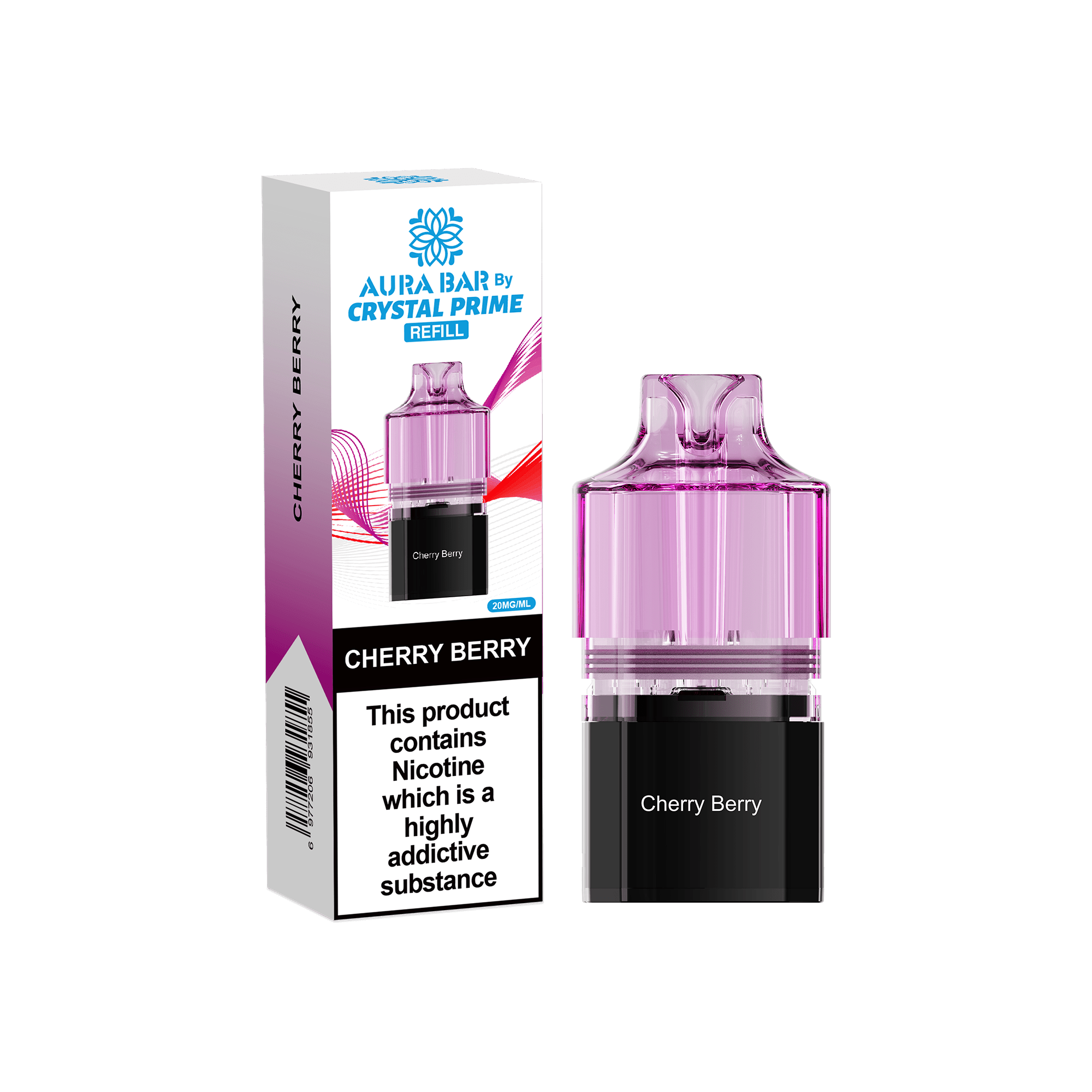 Crystal Prime Aura Bar 10k Replacement Pods Box of 5 - Cherry Berry