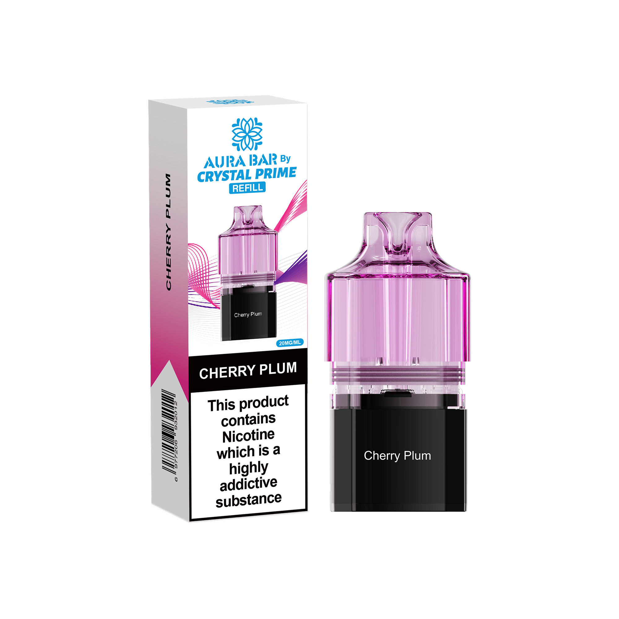 Crystal Prime Aura Bar 10k Replacement Pods Box of 5 - Cherry Plum