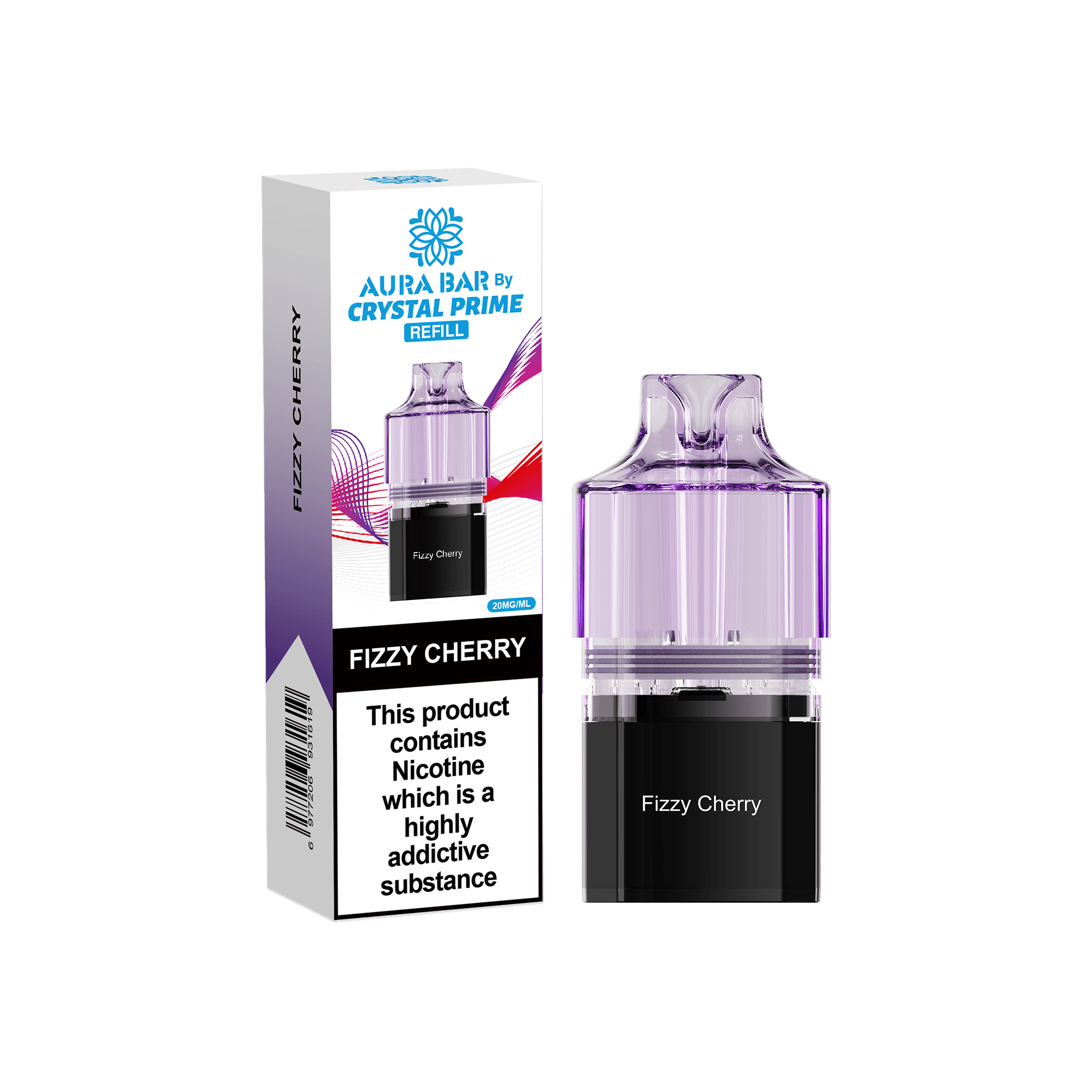 Crystal Prime Aura Bar 10k Replacement Pods Box of 5 - Fizzy Cherry