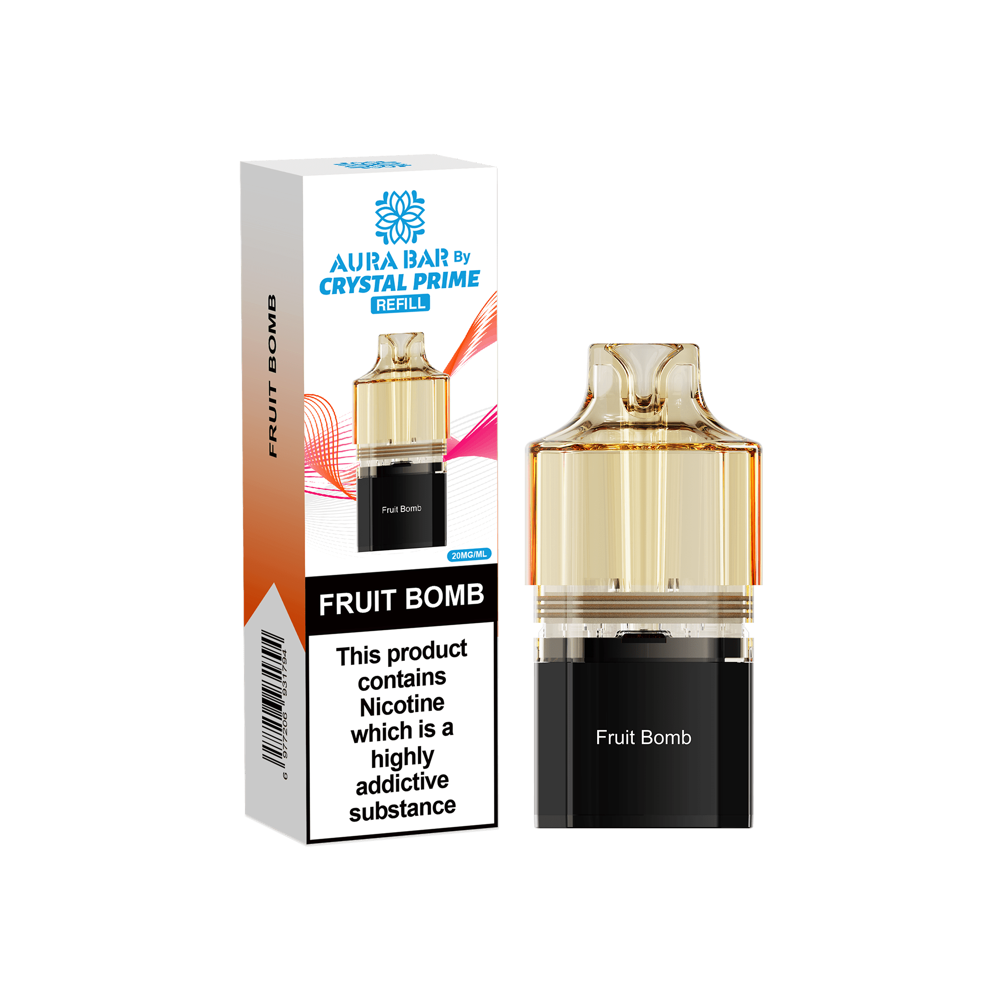 Crystal Prime Aura Bar 10k Replacement Pods Box of 5 - Fruit Bomb