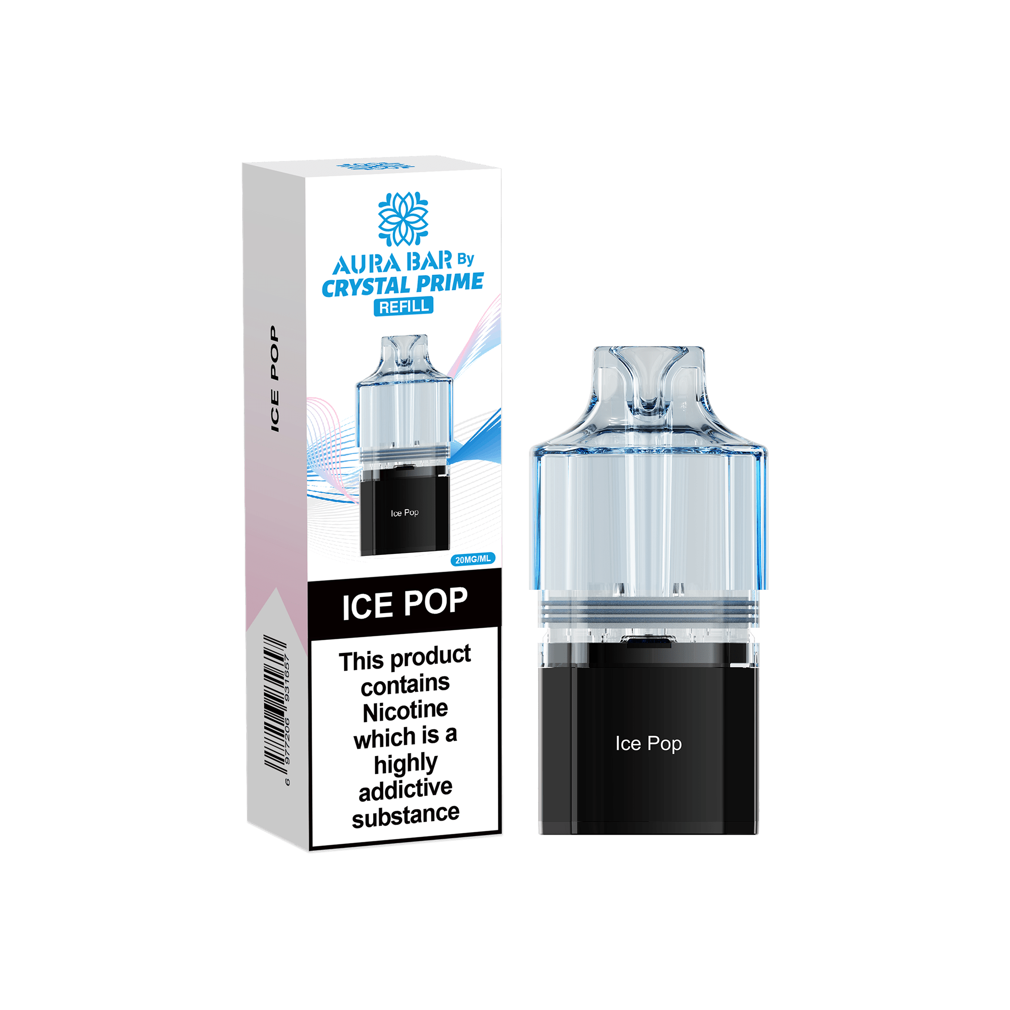 Crystal Prime Aura Bar 10k Replacement Pods Box of 5 - Ice Pop