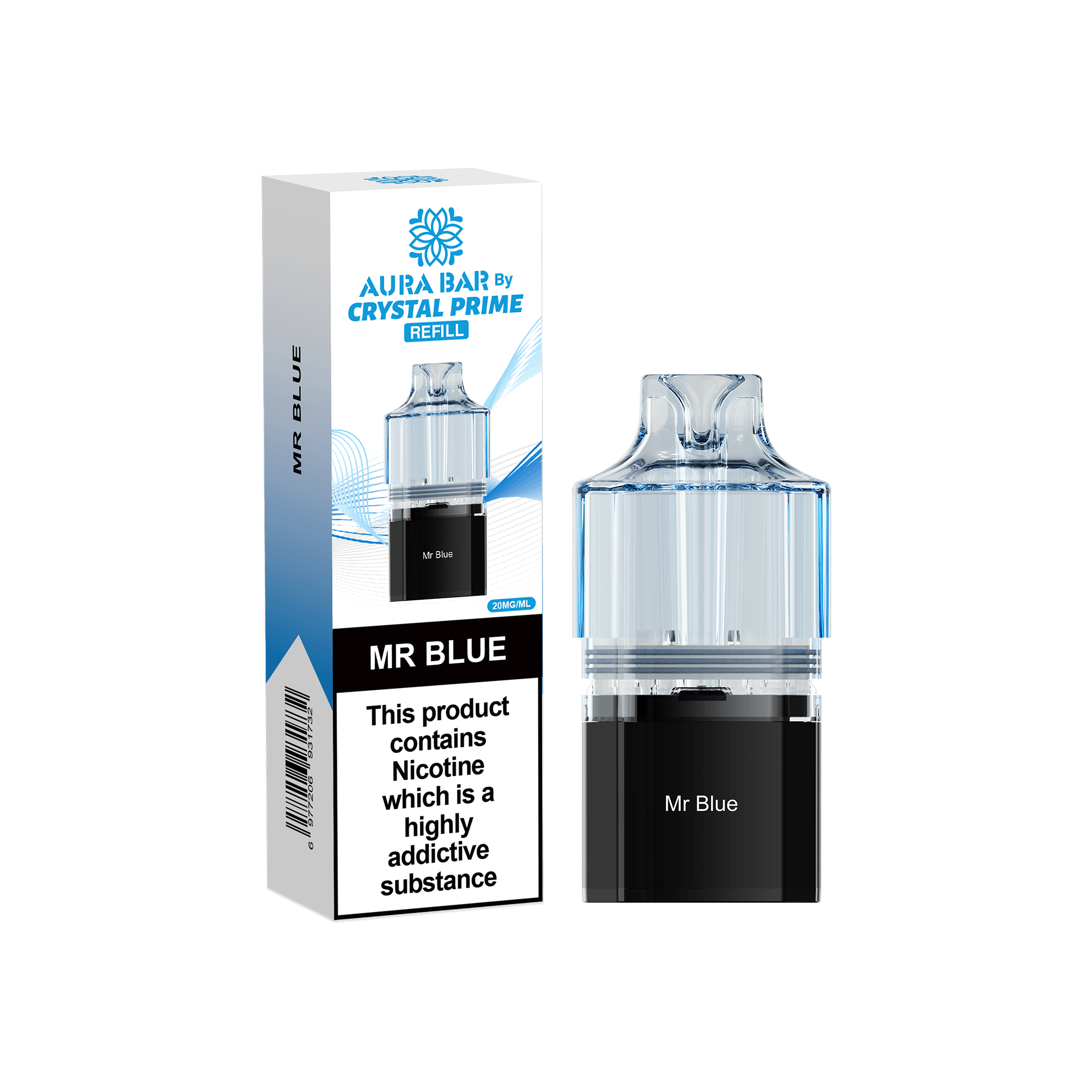 Crystal Prime Aura Bar 10k Replacement Pods Box of 5 - Mr Blue