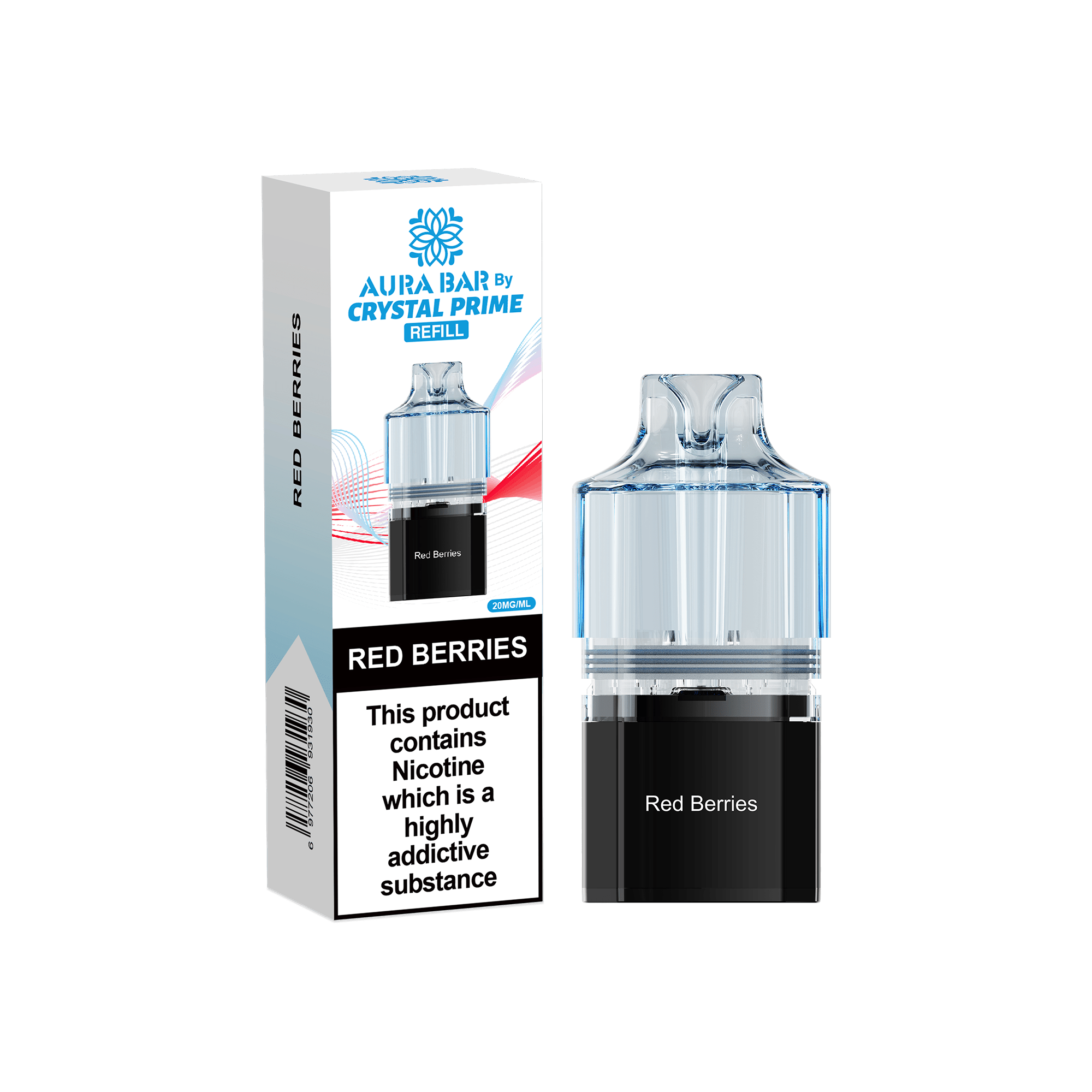 Crystal Prime Aura Bar 10k Replacement Pods Box of 5 - Red Berries