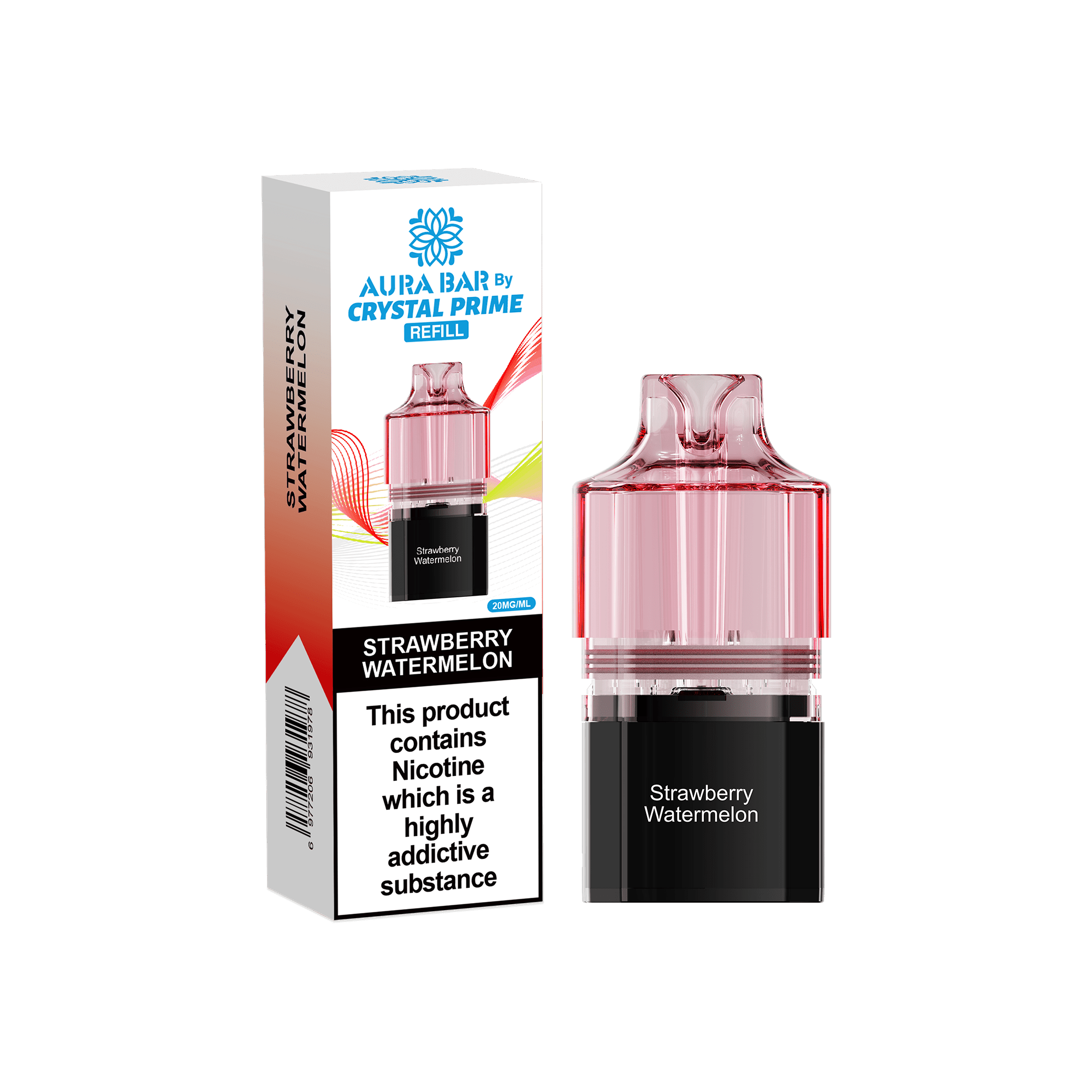 Crystal Prime Aura Bar 10k Replacement Pods Box of 5 - Strawberry Watermelon