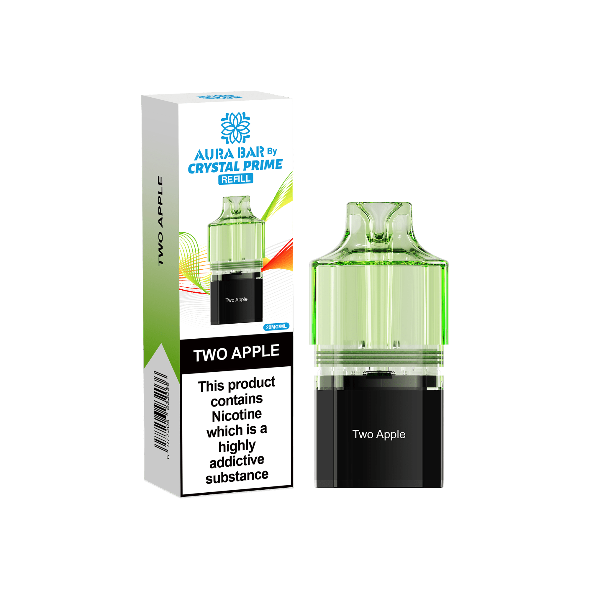 Crystal Prime Aura Bar 10k Replacement Pods Box of 5 - Two Apple