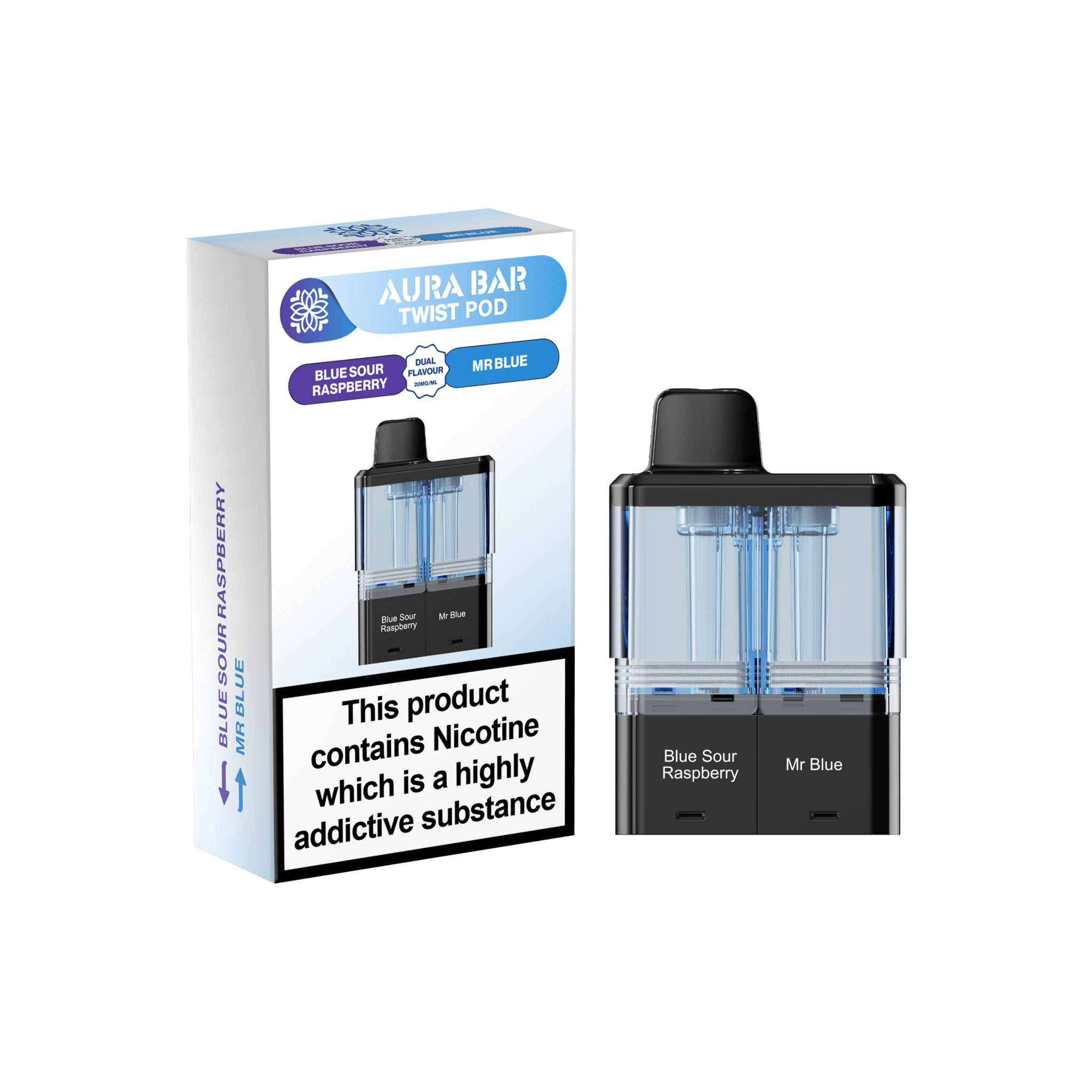 Crystal prime Twist Aura Bar 40k Pods Pack of 5 - Blue Sour Raspberry/Mr Blue