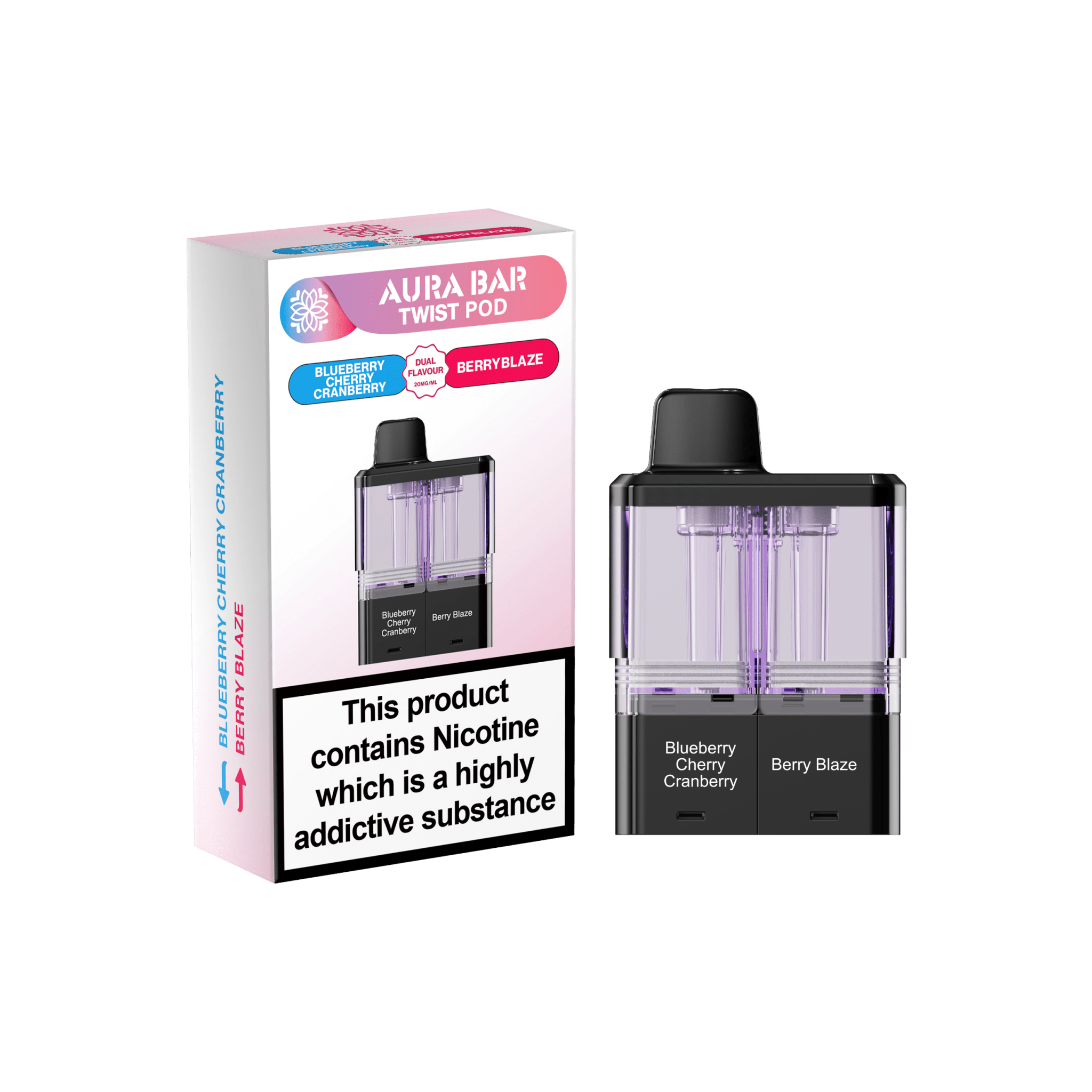 Crystal prime Twist Aura Bar 40k Pods Pack of 5 - Blueberry Cherry Cranberry/Berry Blaze