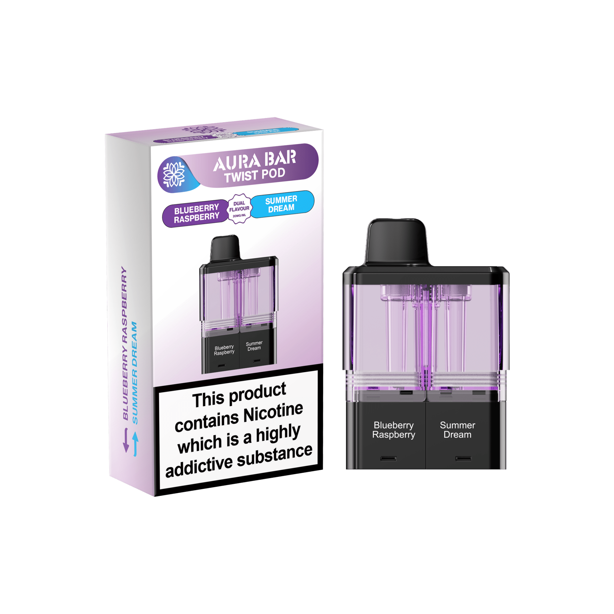 Crystal prime Twist Aura Bar 40k Pods Pack of 5 - Blueberry Raspberry/Summer Dream