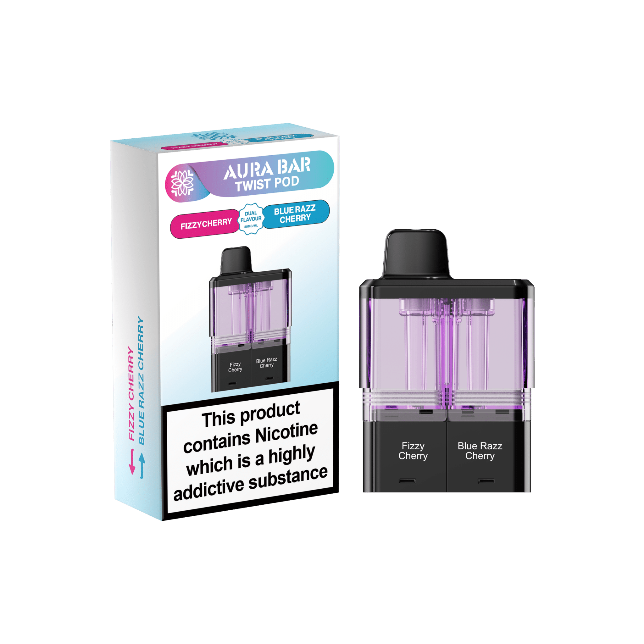 Crystal prime Twist Aura Bar 40k Pods Pack of 5 - Fizzy Cherry/Blue Razz Cherry