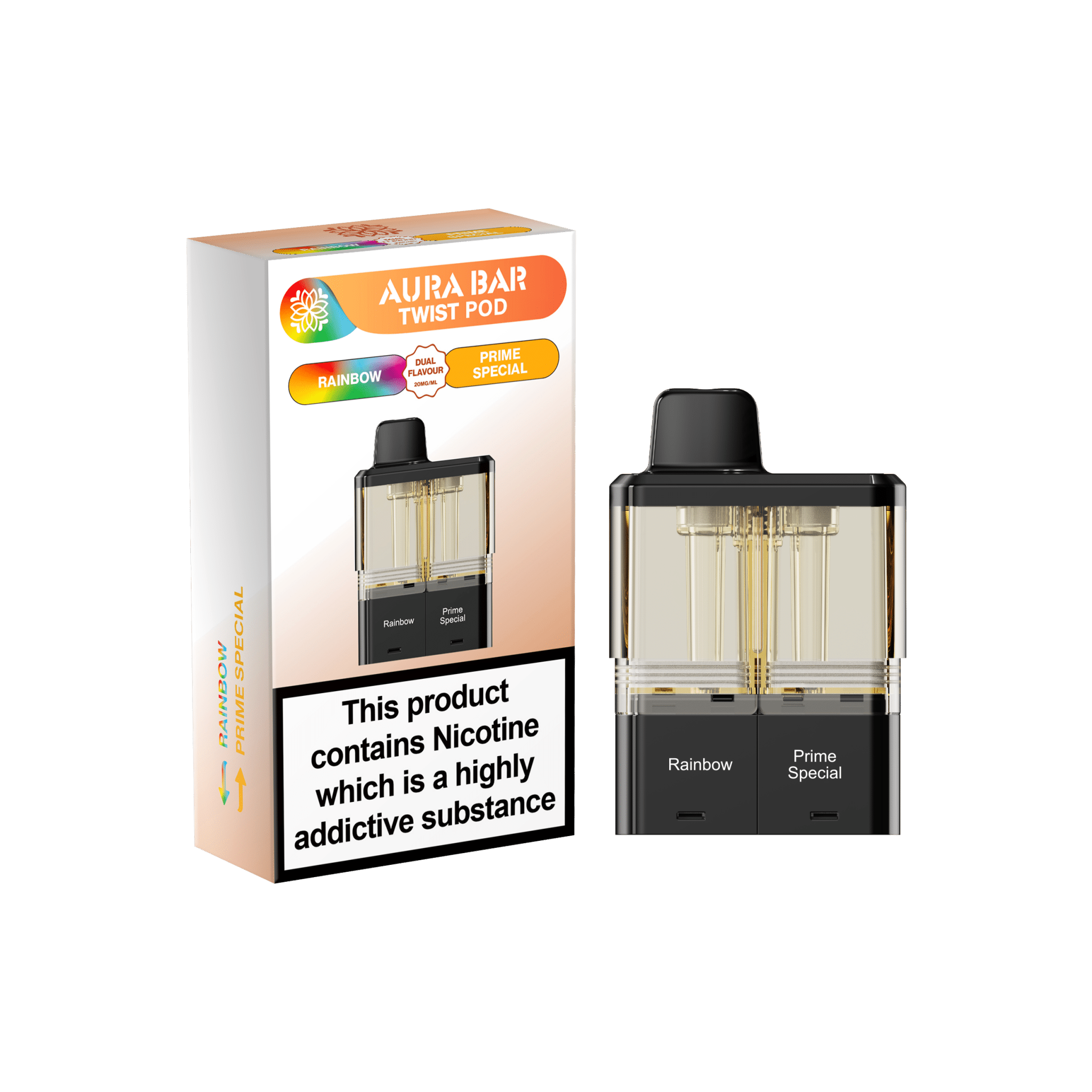 Crystal prime Twist Aura Bar 40k Pods Pack of 5 - Rainbow/Prime Special