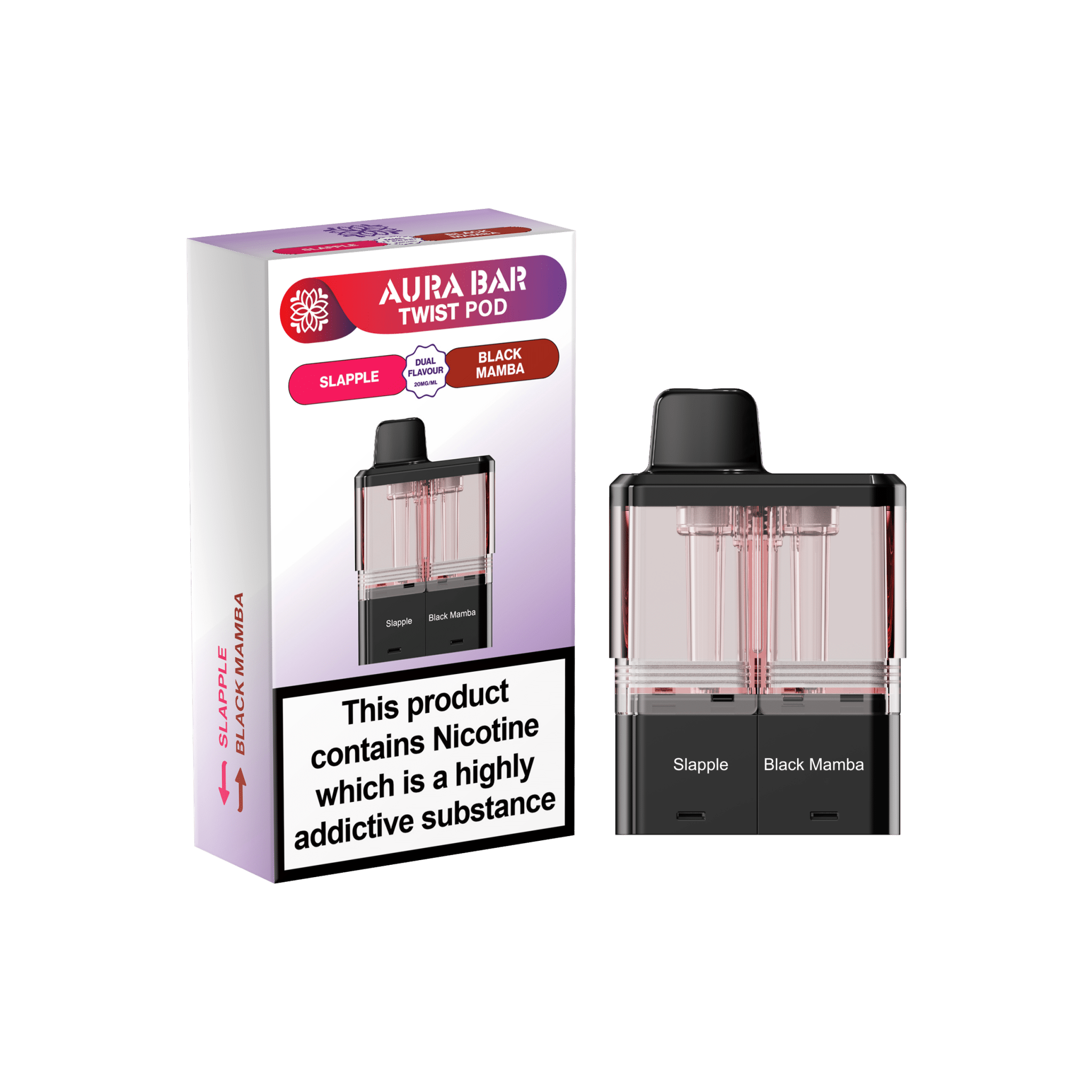 Crystal prime Twist Aura Bar 40k Pods Pack of 5 - Slapple/Black Mamba