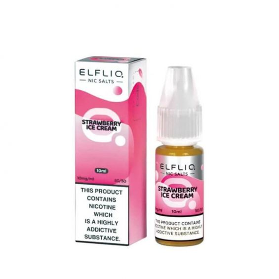 Elf Bar Elfliq 10ml Nic Salt - Box of 10 - Strawberry Ice Cream