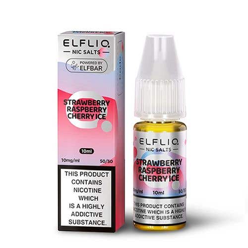 Elf Bar Elfliq 10ml Nic Salt - Box of 10 - Strawberry Raspberry Cherry Ice