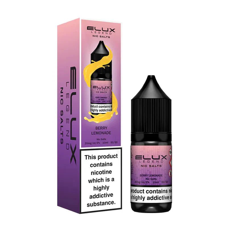 Elux Legend Nic Salts 10ml E - liquids - Box of 10 - Berry Lemonade