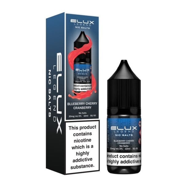 Elux Legend Nic Salts 10ml E - liquids - Box of 10 - Blueberry Cherry Cranberry