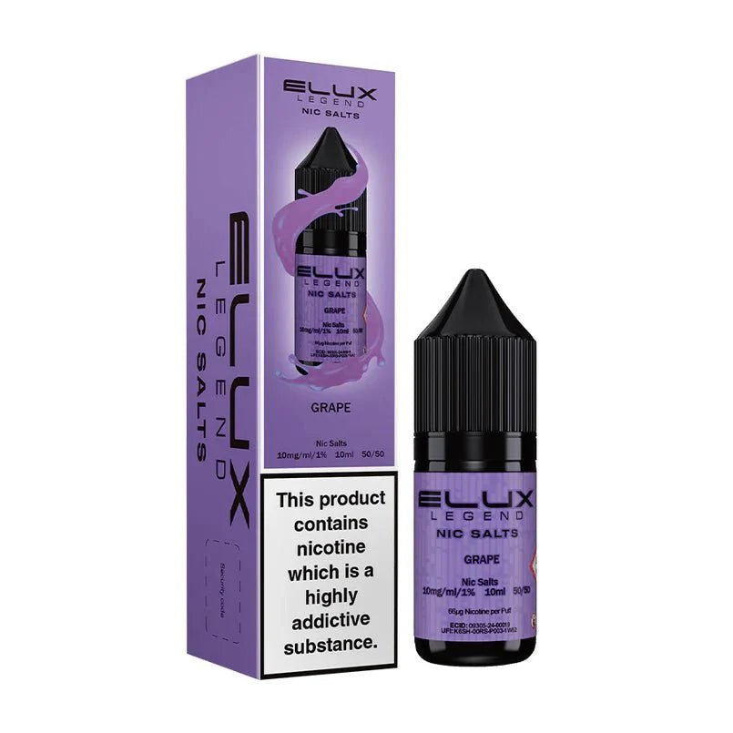 Elux Legend Nic Salts 10ml E - liquids - Box of 10 - Grape