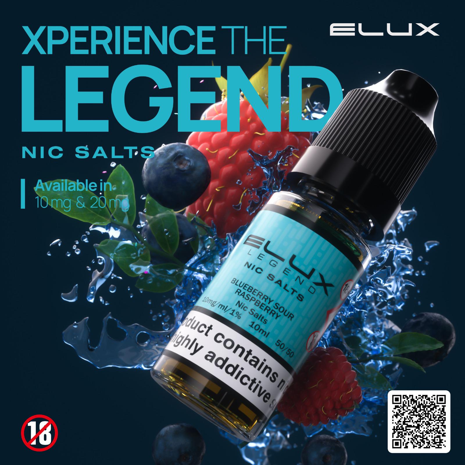 Elux Legend Nic Salts 10ml E - liquids - Box of 10 - Strawberry Watermelon Bubblegum