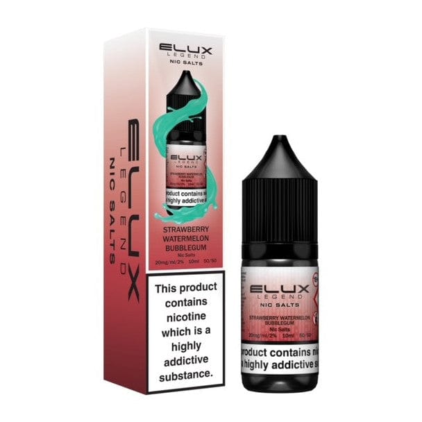 Elux Legend Nic Salts 10ml E - liquids - Box of 10 - Strawberry Watermelon Bubblegum