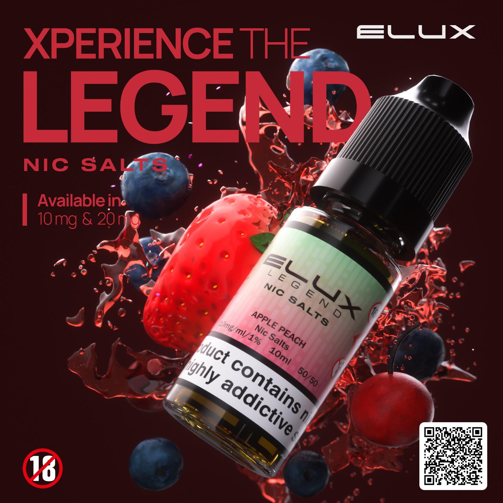 Elux Legend Nic Salts 10ml E - liquids - Box of 10 - Strawberry Watermelon Bubblegum