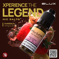 Elux Legend Nic Salts 10ml E - liquids - Box of 10 - Strawberry Watermelon Bubblegum