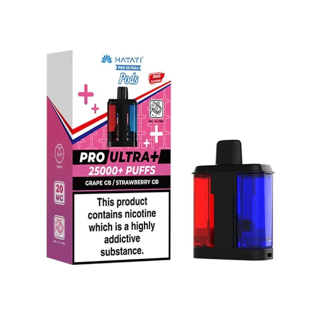Hayati Pro Ultra Plus 25k Prefilled Pods Pack of 5 - Grape GB / Strawberry GB