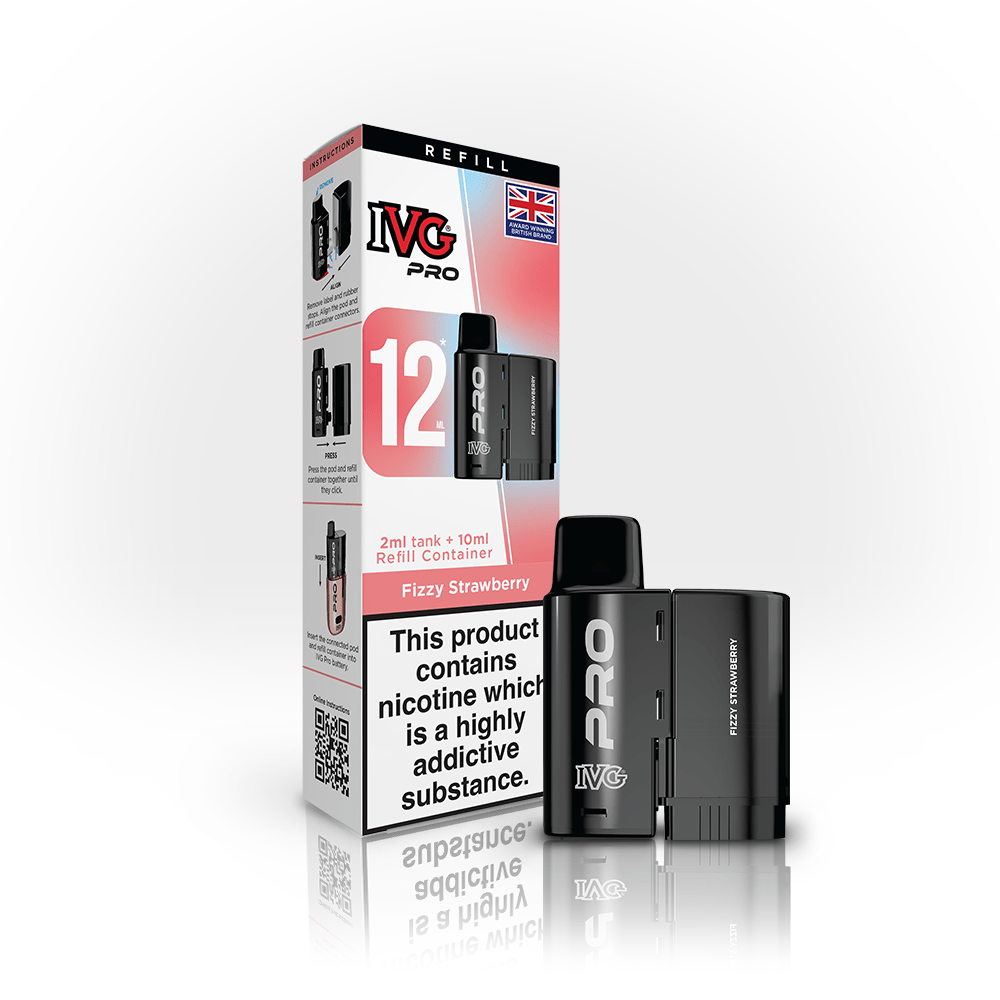 IVG Pro 12 Prefilled Vape Pods Box of 10 - Fizzy Strawberry