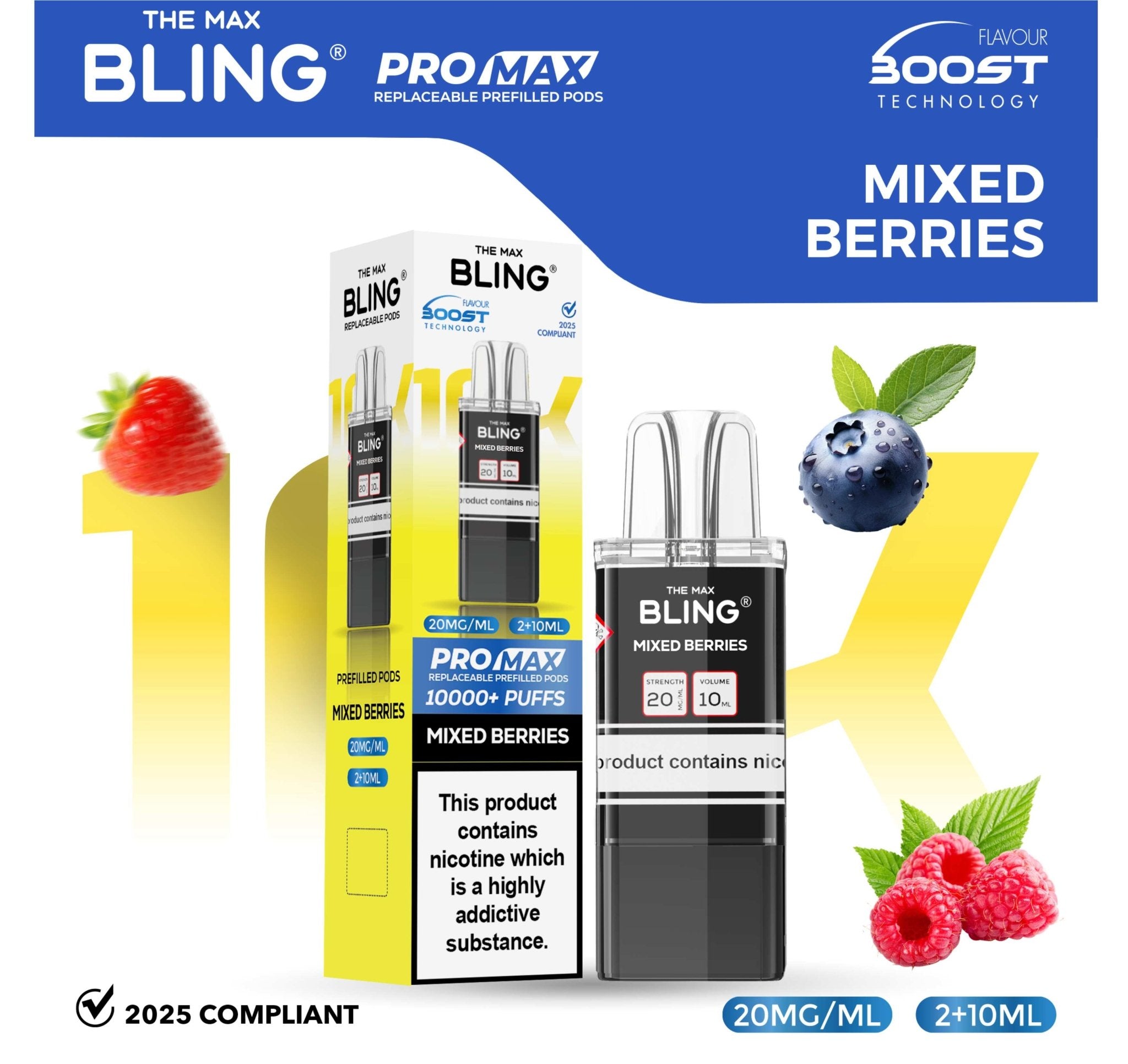 The Bling 10k Pro Max Replacement Pods (BOX OF 5) - Mixed Berries