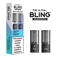 The Bling Ultra Plus 30k Replacement Pods Pack of 5 - Blue Razz Cherry/Blue Razz Lemonade