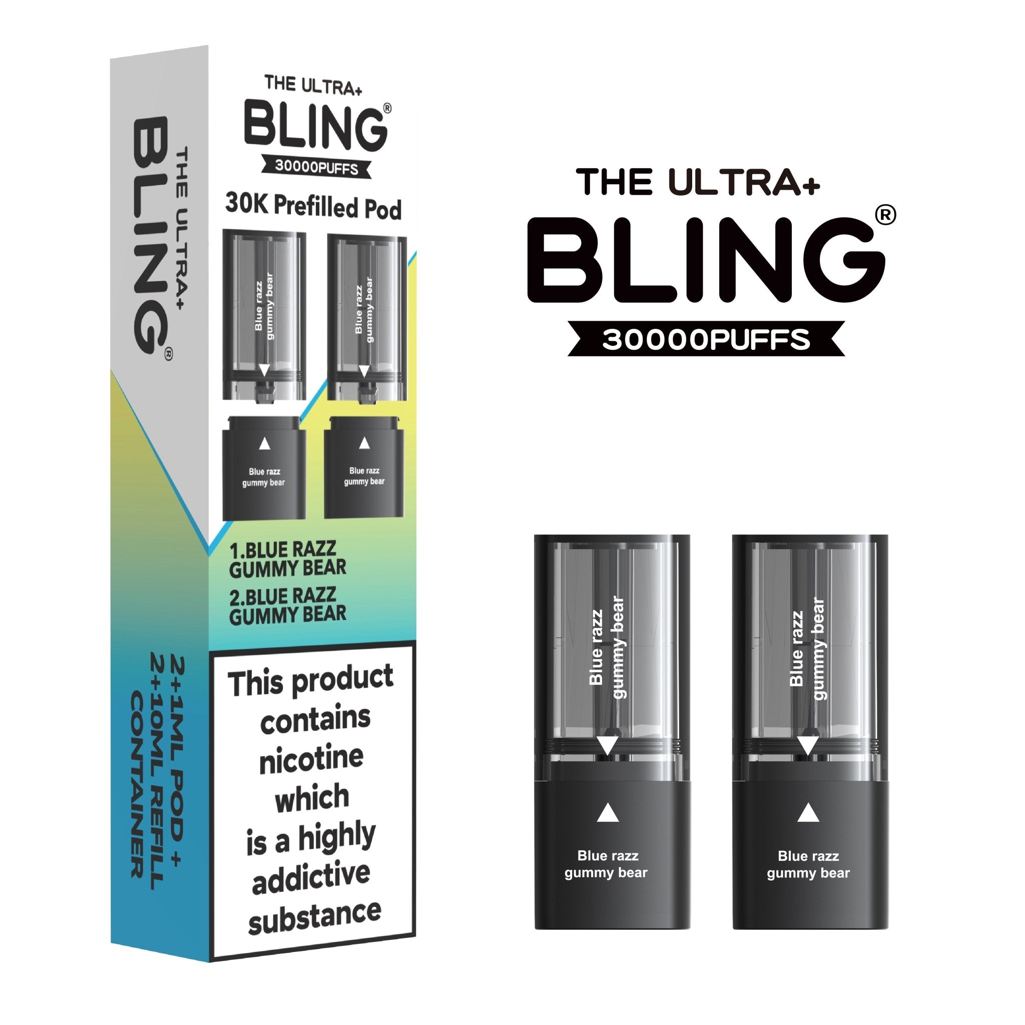 The Bling Ultra Plus 30k Replacement Pods Pack of 5 - Blue Razz Gummy Bear