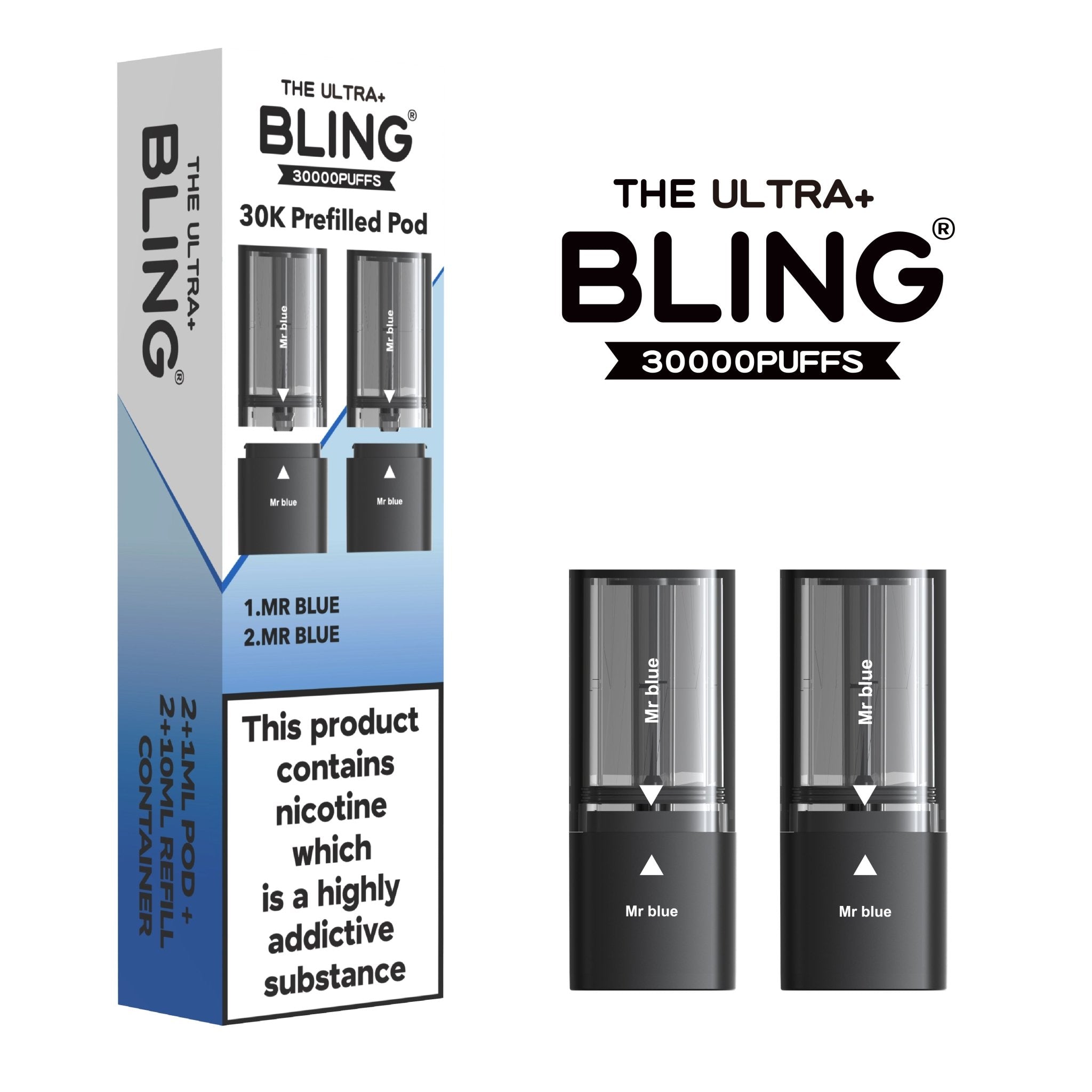 The Bling Ultra Plus 30k Replacement Pods Pack of 5 - Mr Blue