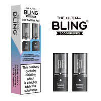 The Bling Ultra Plus 30k Replacement Pods Pack of 5 - Strawberry Raspberry Cherry Ice/Strawberry Blueberry Raspberry