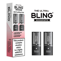 The Bling Ultra Plus 30k Replacement Pods Pack of 5 - Watermelon Bubblegum/Strawberry Bubblegum