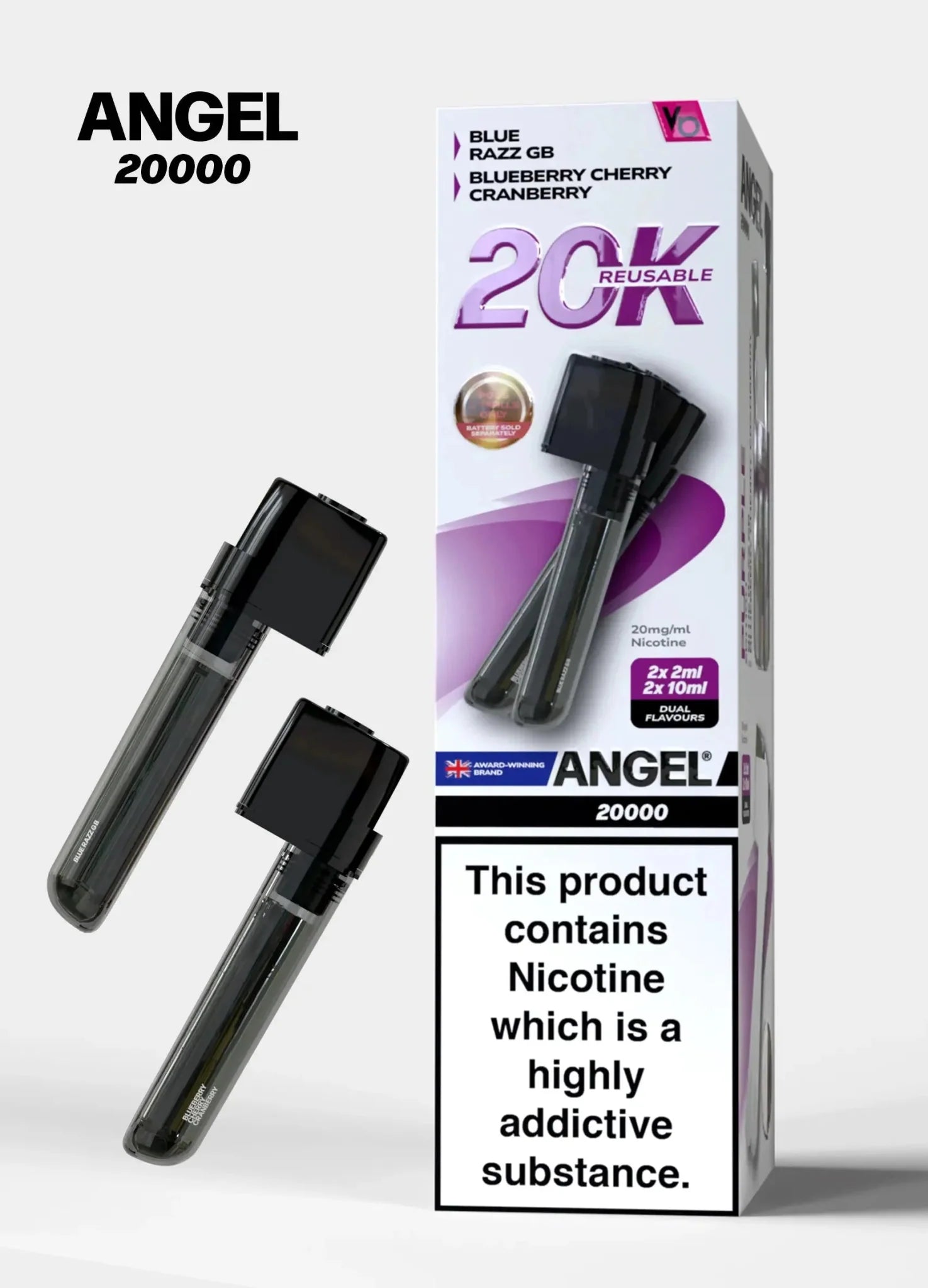 Vapes Bars Angel 20000 Prefilled Pods Box of 5 - Purple Edition
