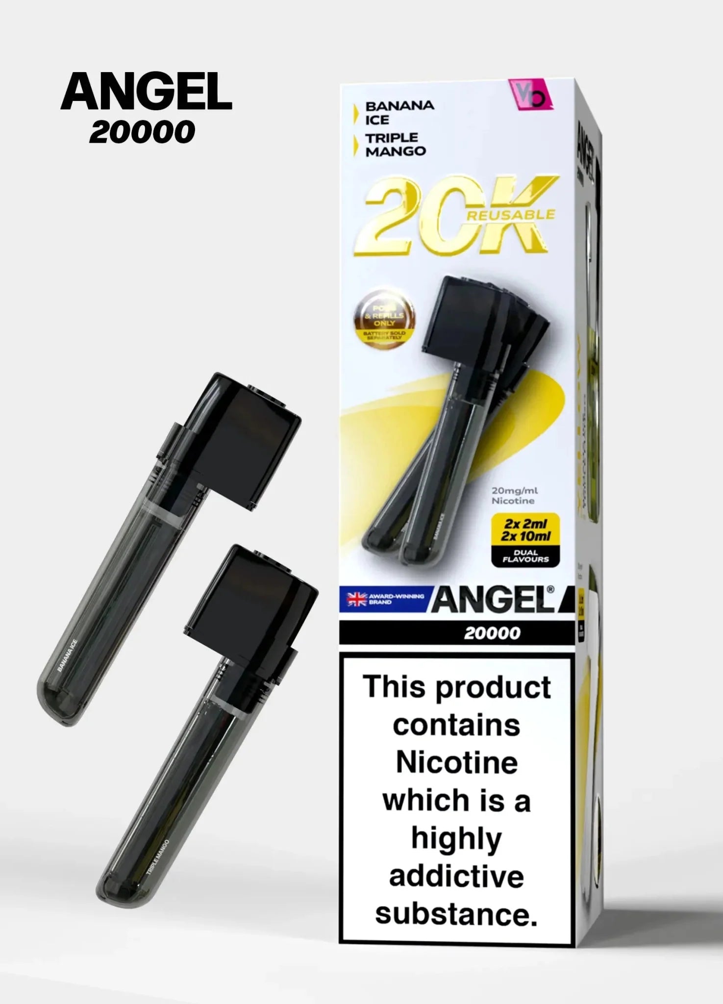 Vapes Bars Angel 20000 Prefilled Pods Box of 5 - Yellow Edition