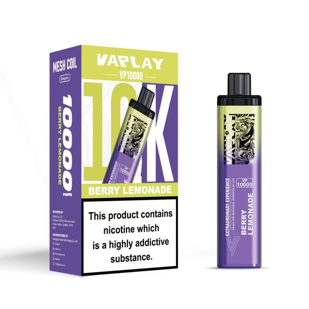Vaplay VP10000 Prefilled Pod Vape Kit Box of 5