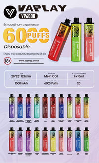 Vaplay VP6000 Prefilled Pod Vape Kit Box of 5 - Pineapple Ice