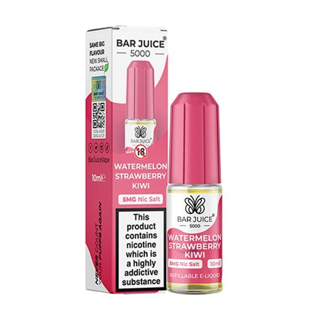 Bar Juice 5000 10ml Nic Salts E - liquids Box of 10 - Watermelon Strawberry Kiwi *New*