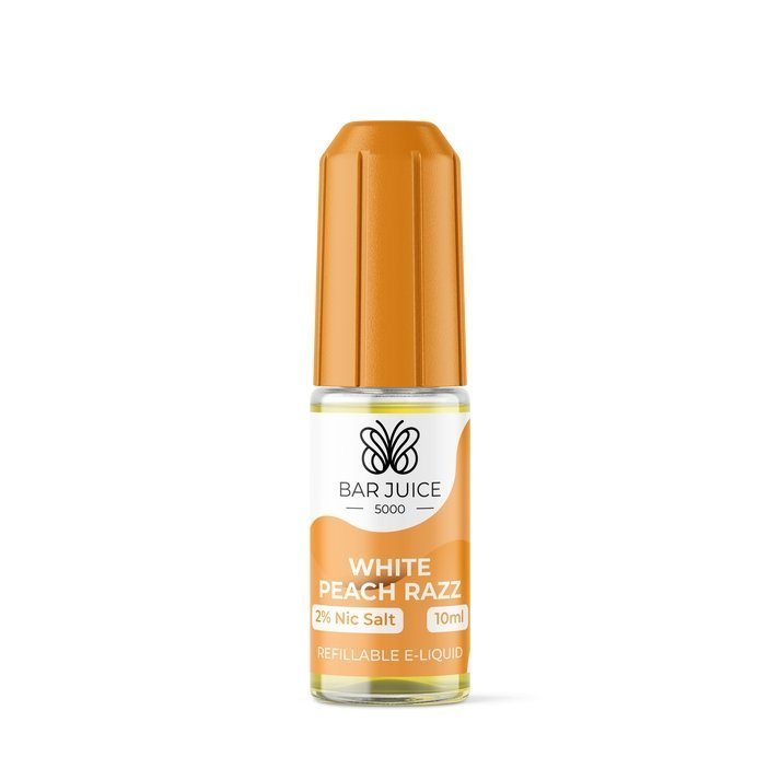 Bar Juice 5000 10ml Nic Salts E - liquids Box of 10 - White Peach Razz