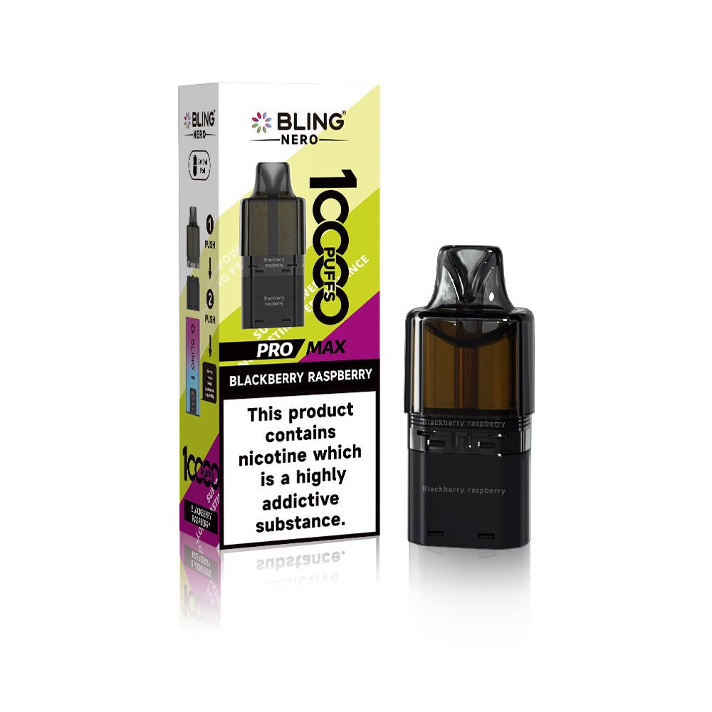 Crystal Bling Nero 10k Prefilled Pods Box of 5 - Blackberry Raspberry