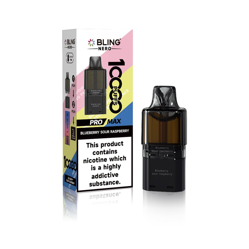 Crystal Bling Nero 10k Prefilled Pods Box of 5 - Blue Sour Raspberry