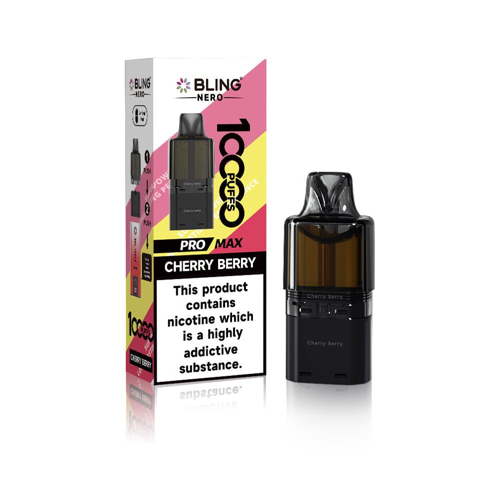 Crystal Bling Nero 10k Prefilled Pods Box of 5 - Cherry Berry