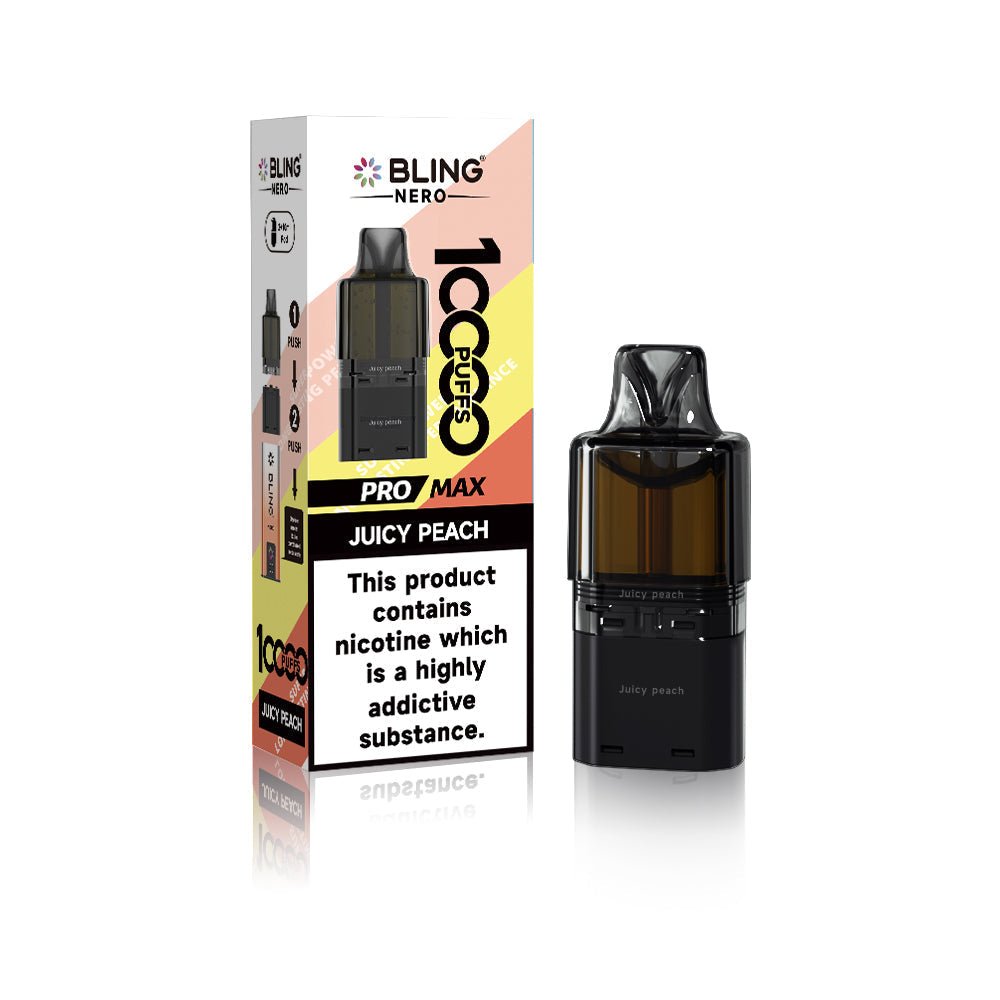 Crystal Bling Nero 10k Prefilled Pods Box of 5 - Juicy Peach