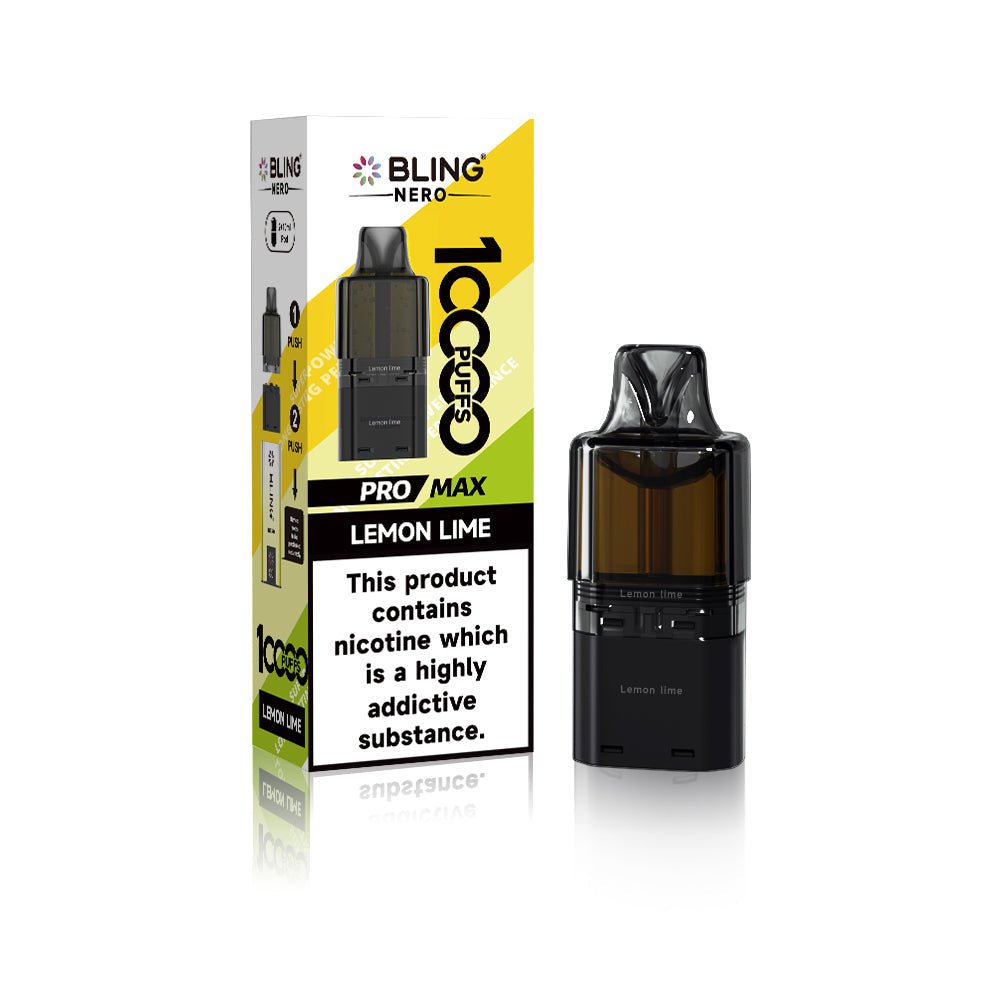 Crystal Bling Nero 10k Prefilled Pods Box of 5 - Lemon Lime