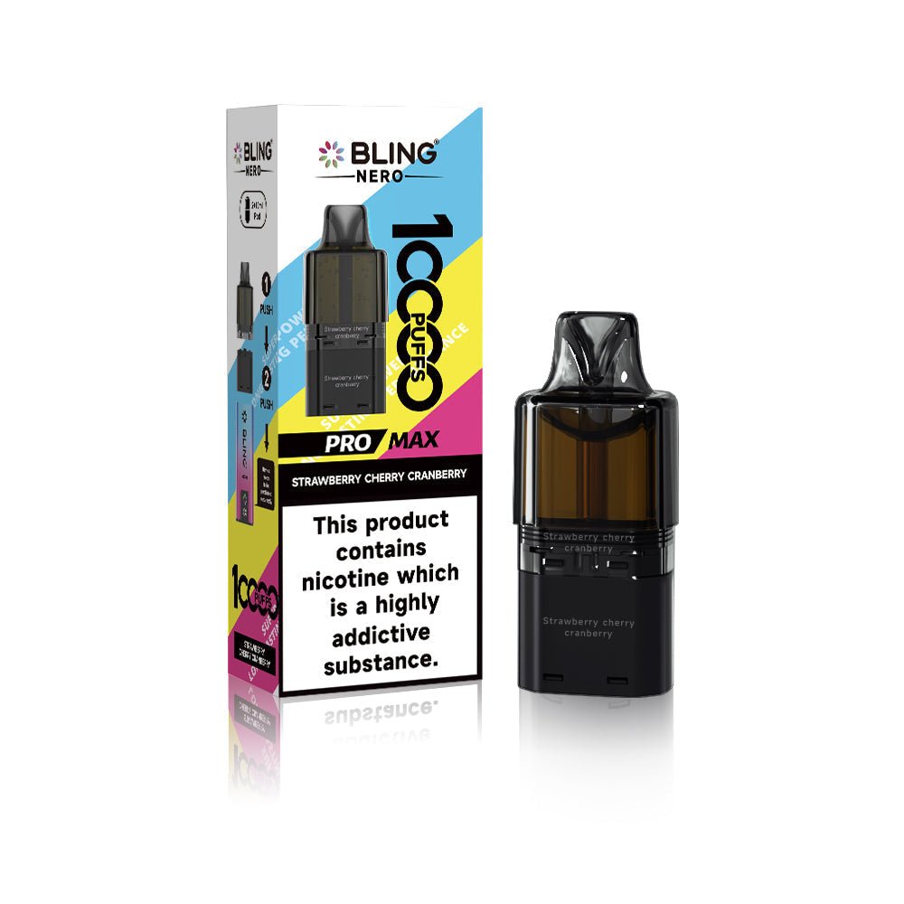 Crystal Bling Nero 10k Prefilled Pods Box of 5 - Strawberry Cherry Cranberry