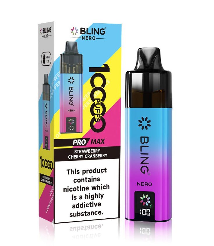 Crystal Bling Nero 10k Vape Kit Box of 5 - Strawberry Cherry Cranberry