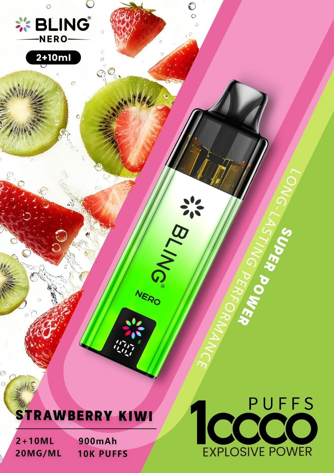 Crystal Bling Nero 10k Vape Kit Box of 5 - Watermelon Ice