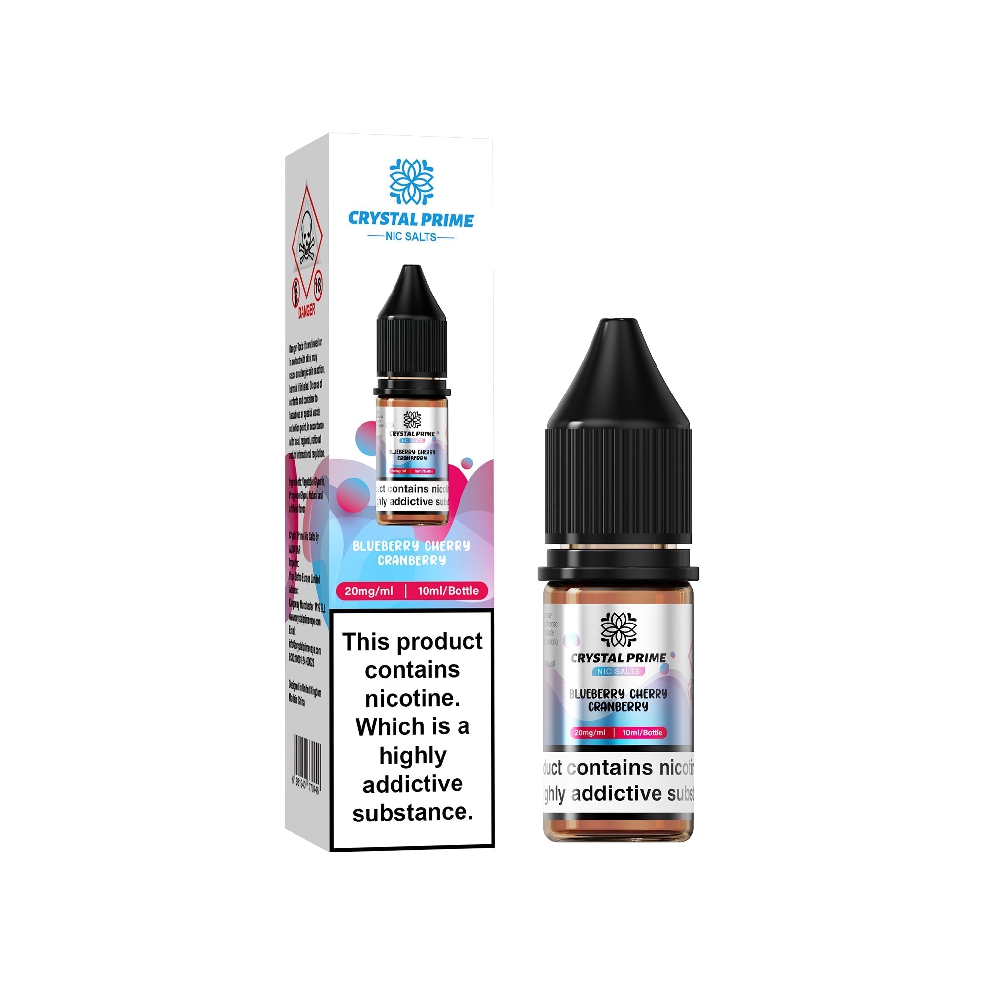 Crystal Prime 7000 Nic Salts 10ml Box of 10 - Blueberry Cherry Cranberry